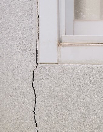 Cracked window frame in North Carolina