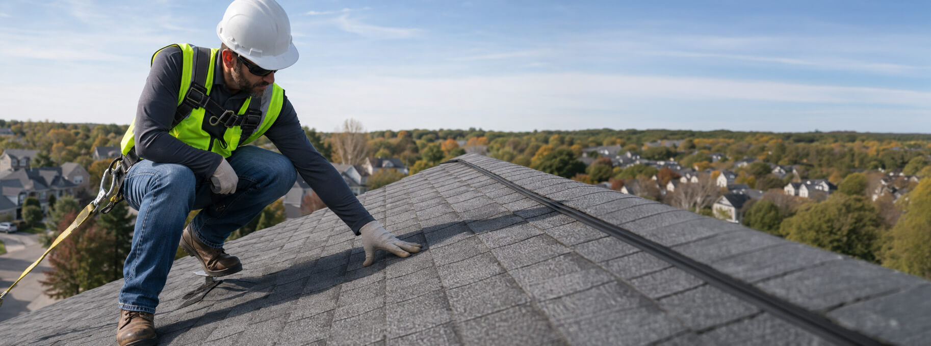 Expert roofer inspecting a roof in Winston Salem