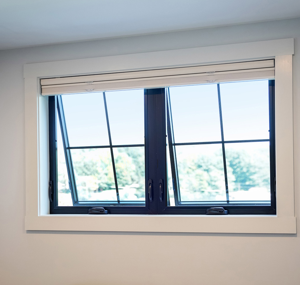 Awning window shown from the inside of a home in North Carolina